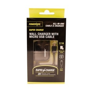 slide 1 of 1, PowerXcel Wall Charger With Micro Usb Cable, 1 ct