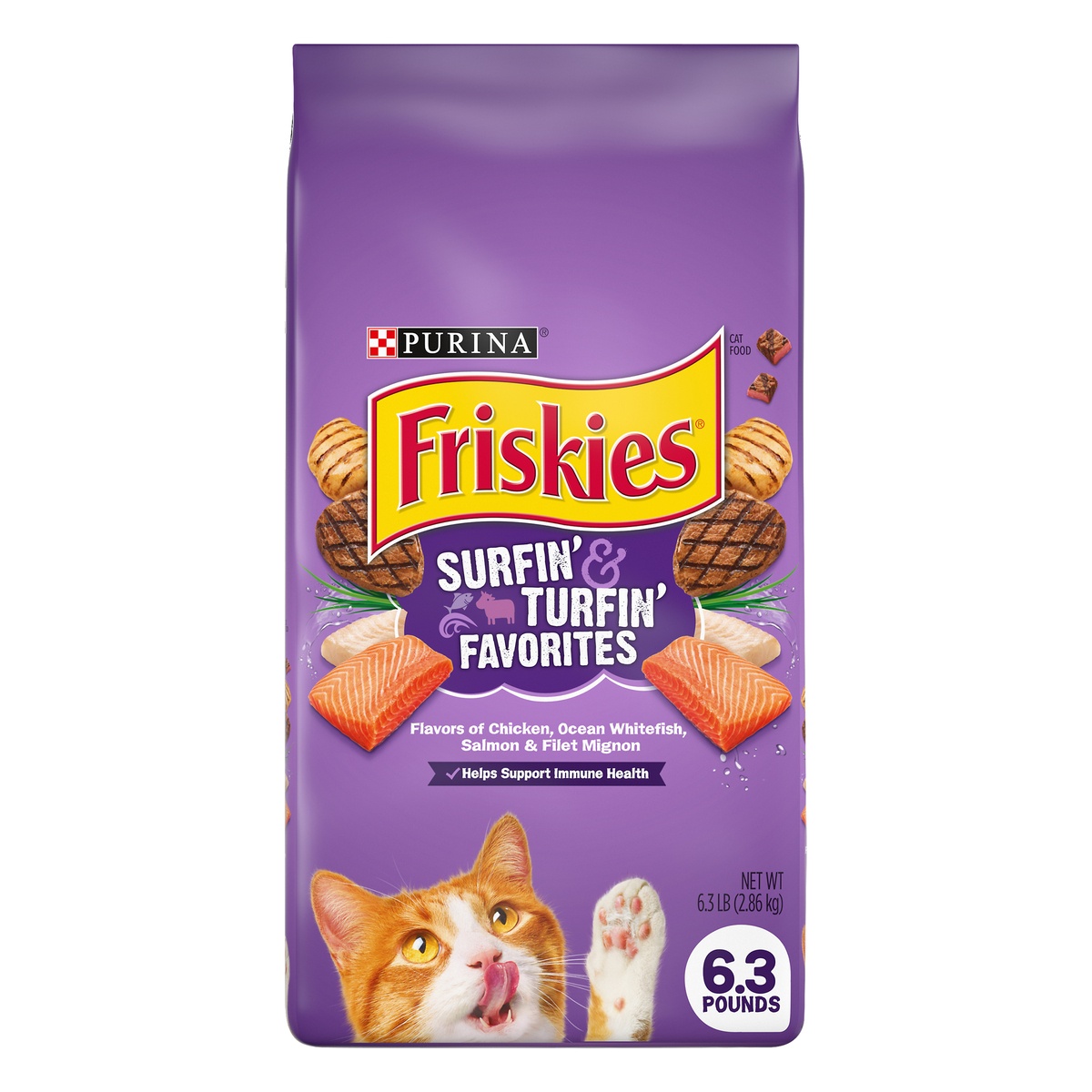 slide 1 of 7, Purina Friskies Surfin' & Turfin' Favorites Cat Food, 6.3 lb