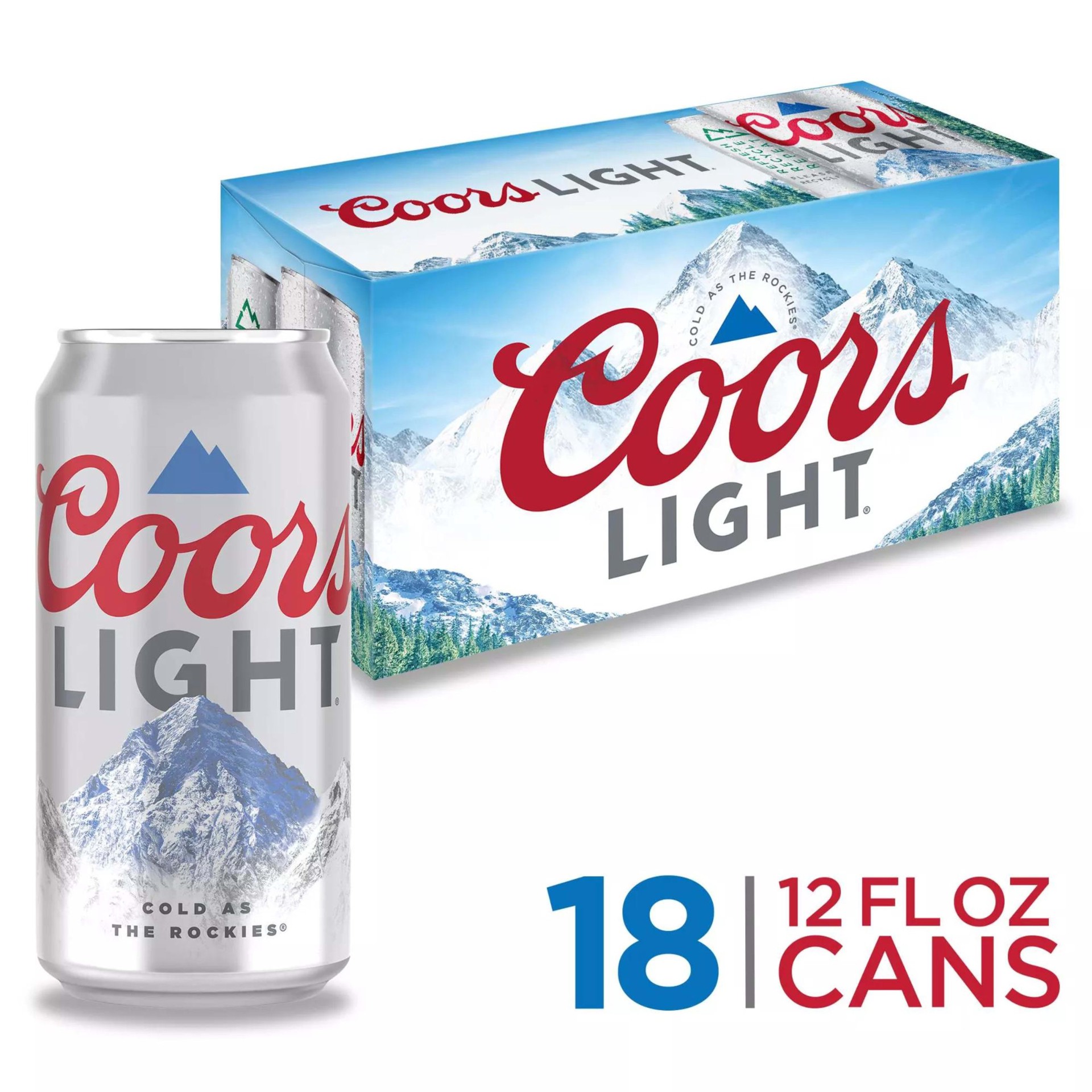 slide 1 of 3, Coors Light American style Light Lager Beer, 18 oz