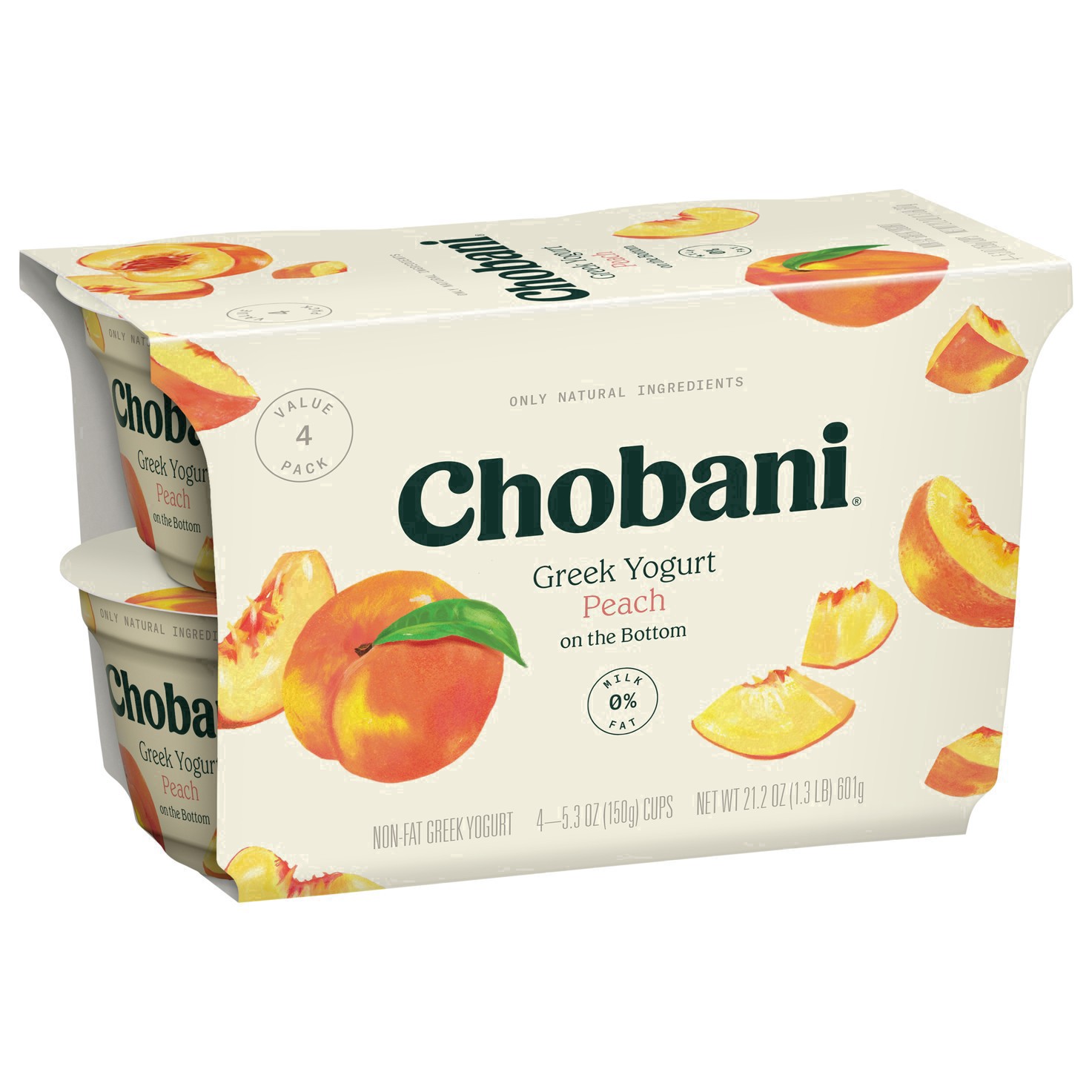 slide 2 of 40, Chobani Peach on the Bottom Nonfat Greek Yogurt - 4ct/5.3oz Cups, 4 ct; 5.3 oz