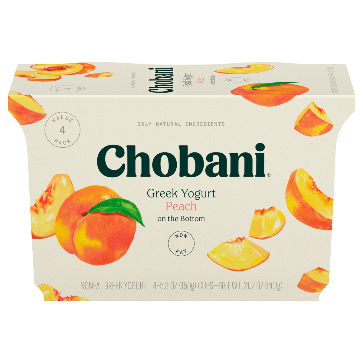 slide 1 of 40, Chobani Peach on the Bottom Nonfat Greek Yogurt - 4ct/5.3oz Cups, 4 ct; 5.3 oz