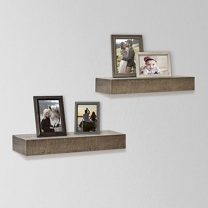 slide 1 of 2, SALT Rustic Wood Shelf Set - Walnut, 2 ct