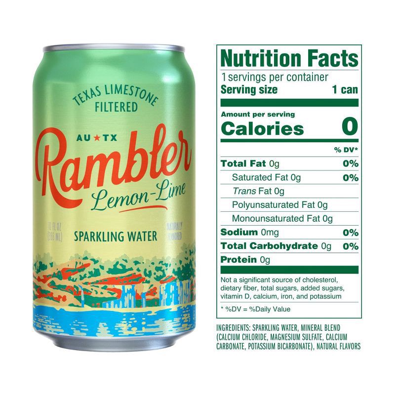 slide 3 of 5, Rambler Lemon-Lime Sparkling Water 8 - 12 fl oz Cans, 8 ct