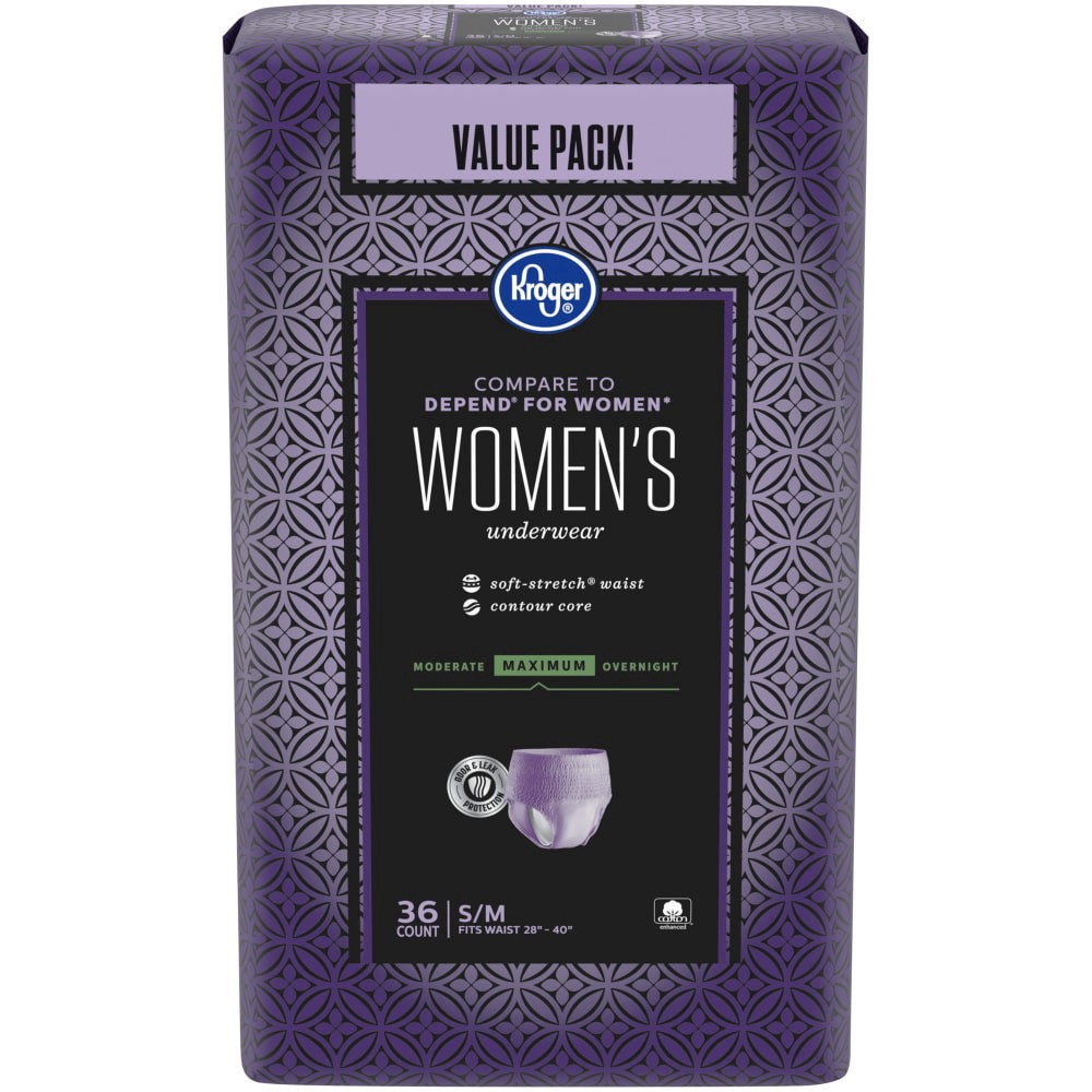 slide 1 of 4, Kroger Maximum Absorbency Underwear For Women S/M, 36 ct
