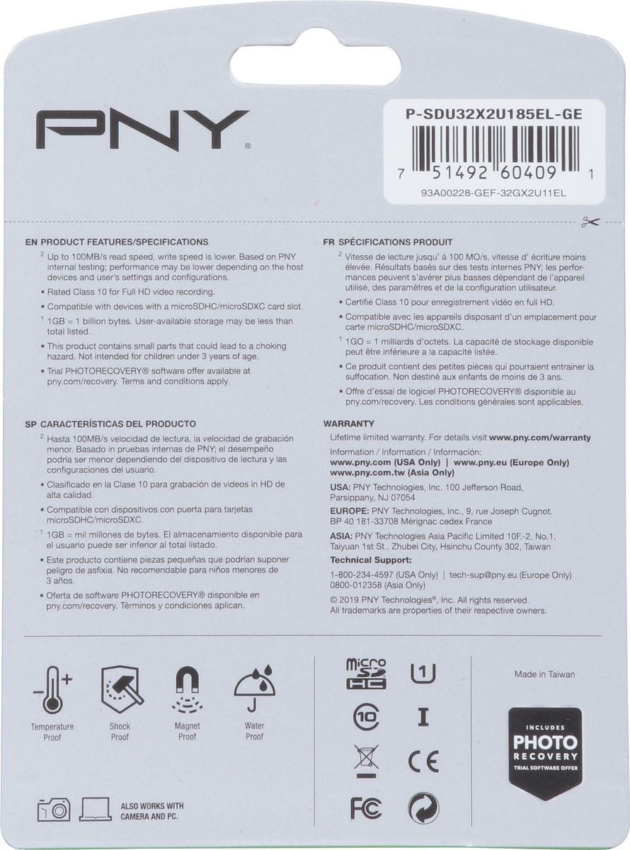 slide 9 of 12, PNY 32 GB microSDHC Flash Card 1 ea, 1 ct