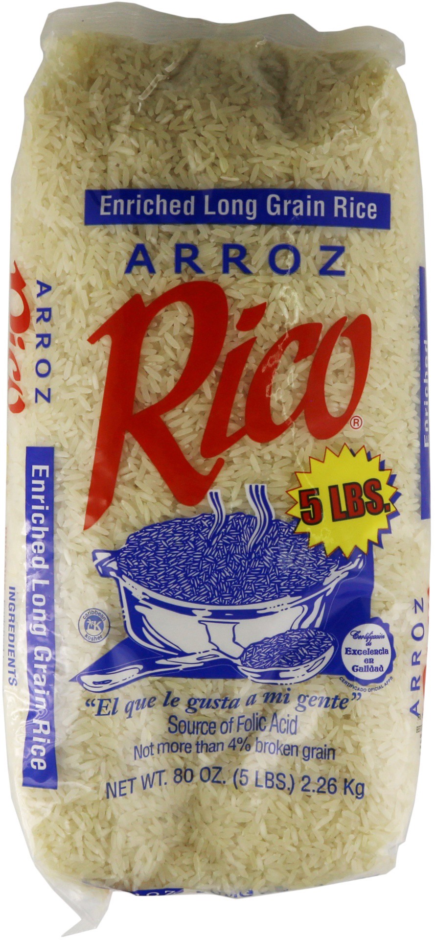 slide 1 of 1, Arroz Rico Enriched Long Grain Rice, 5 lb