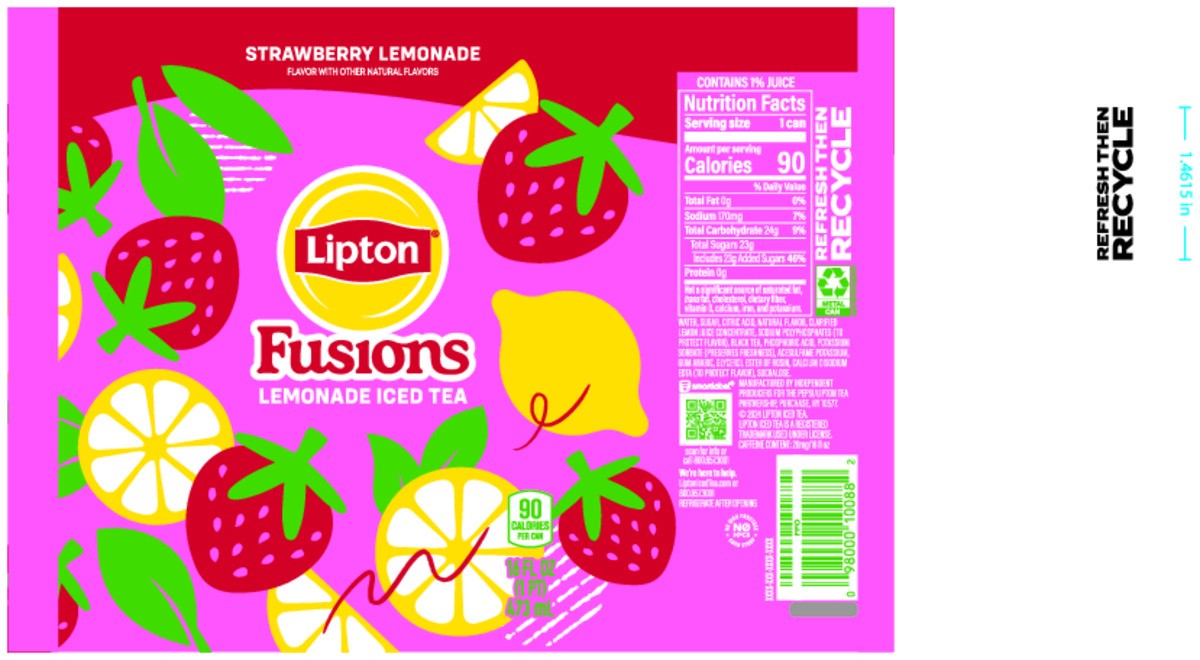 slide 8 of 8, Lipton Fusions Iced Tea Strawberry Lemonade 16 Fl Oz, 16 fl oz