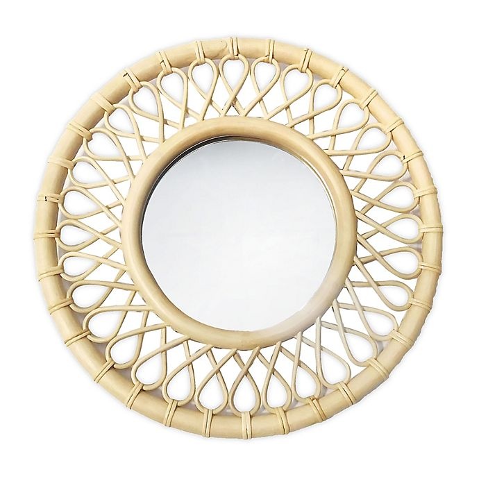 slide 1 of 1, Global Caravan Round Rattan Wall Mirror, 20.25 in