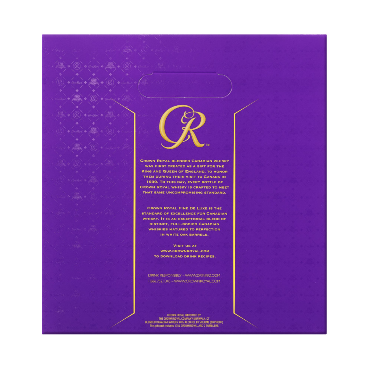 slide 9 of 9, Crown Royal Fine De Luxe Blended Canadian Whisky, 1.75 L Bottle with Two Signature Rocks Glasses, 1.75 liter