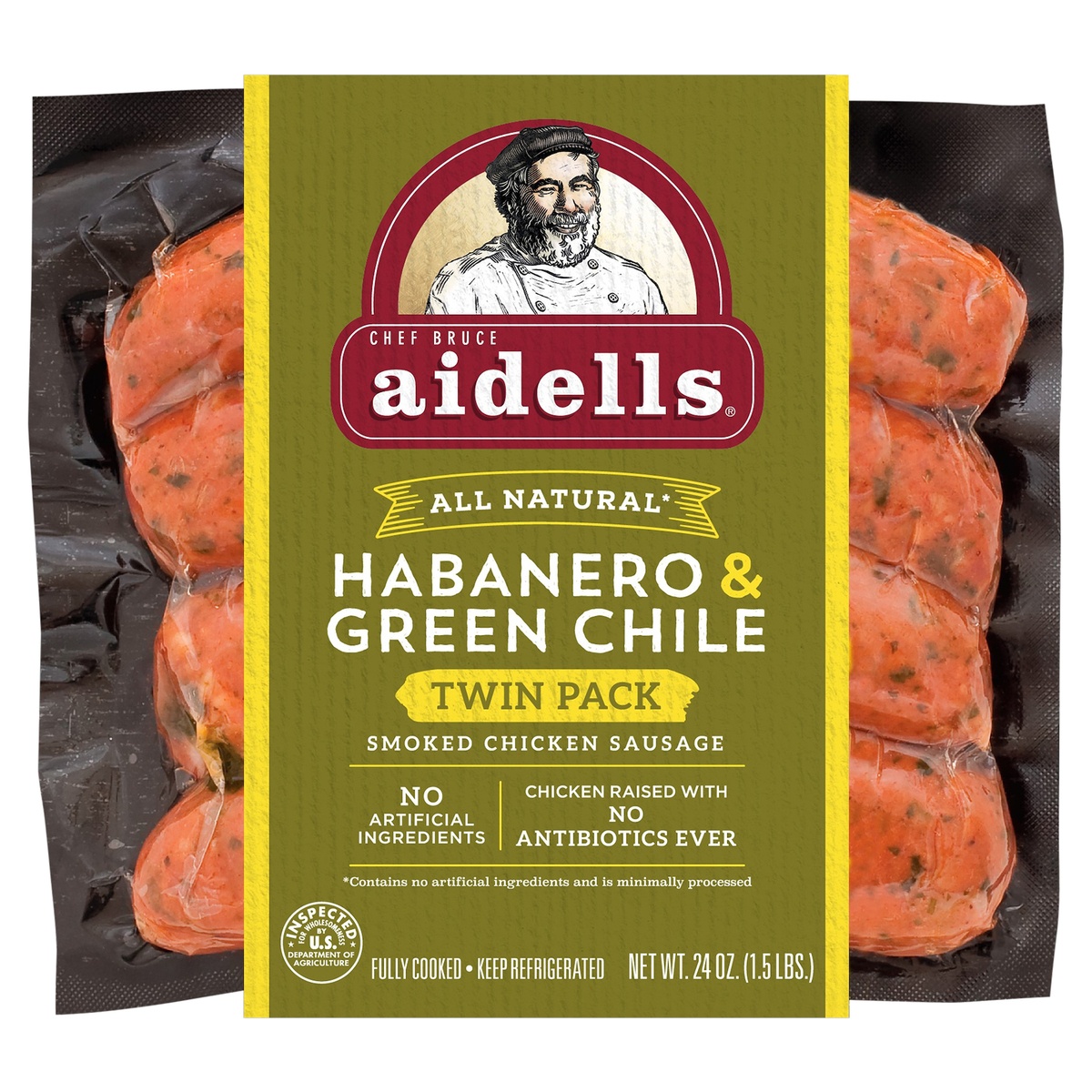 slide 6 of 6, Aidells Habanero & Green Chili Chicken Sausage, 24 oz