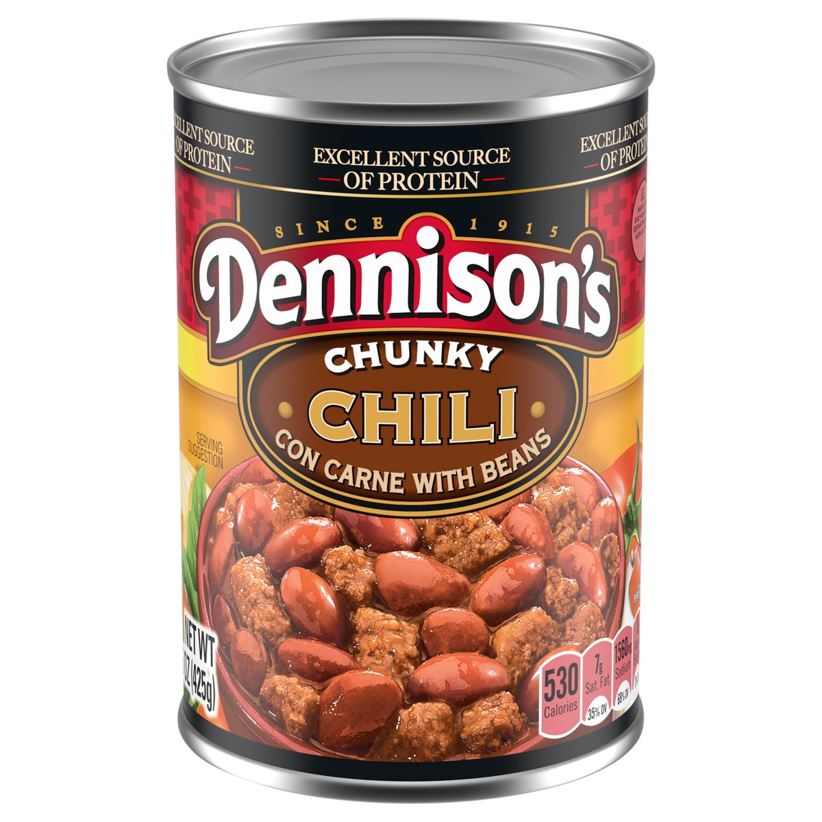 slide 1 of 10, Dennison's Chunky Chili con Carne with Beans, 15 oz
