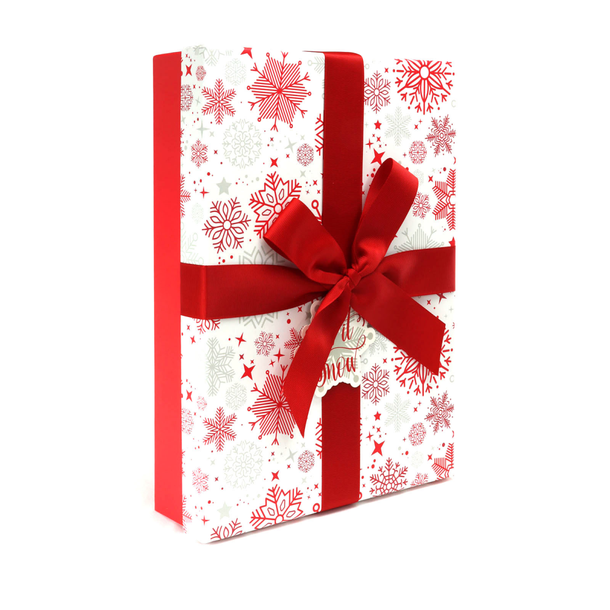 slide 1 of 9, Paper Images Large Rectangle Gift Box, Red and Silver, 1 ct