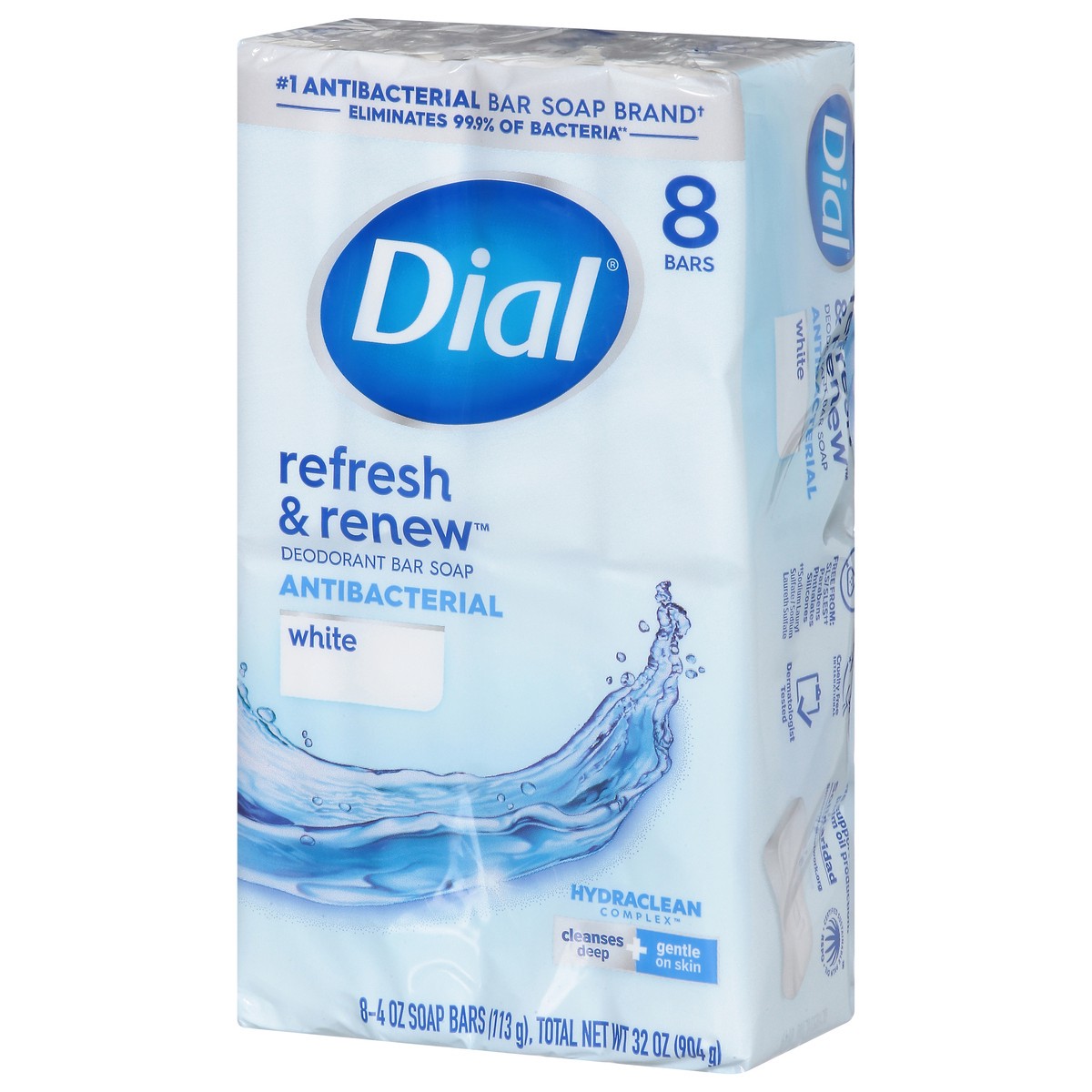 slide 8 of 9, Dial Refresh & Renew Antibacterial Deodorant White Bar Soap 8 - 4 oz Bars, 8 ct; 4 oz