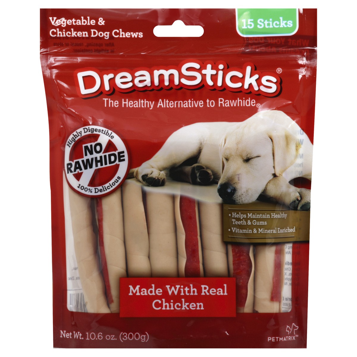 slide 3 of 3, DreamBone DreamSticks With Real Chicken 15 Count, Rawhide-Free, 0.79 lb