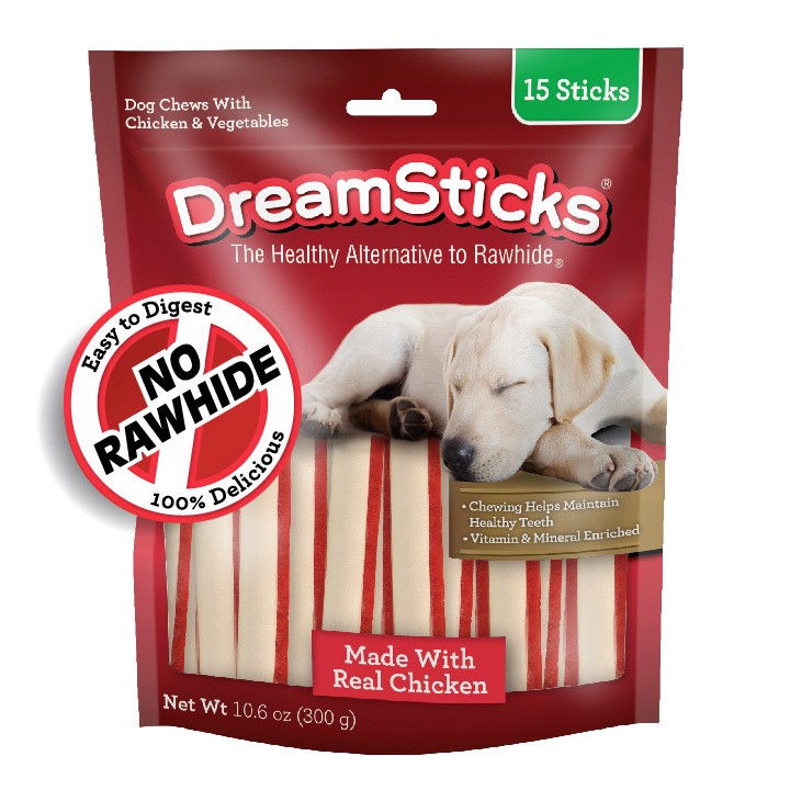 slide 1 of 3, DreamBone DreamSticks With Real Chicken 15 Count, Rawhide-Free, 0.79 lb