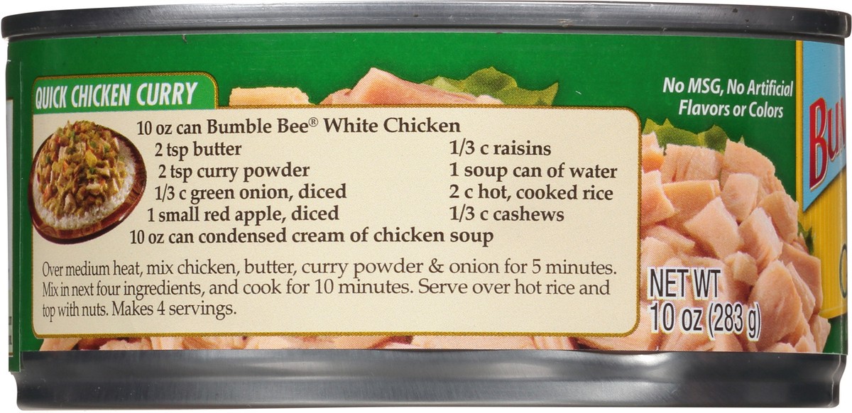 slide 5 of 9, Bumble Bee White Chunk In Water Chicken, 10 oz