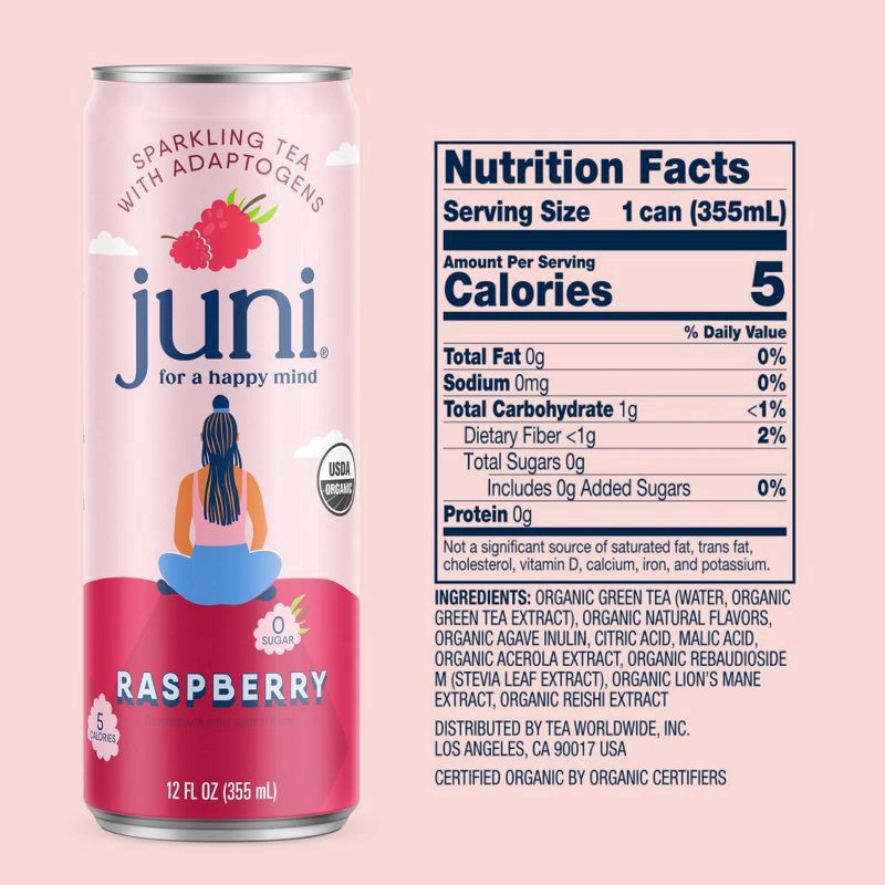 slide 2 of 5, Juni Raspberry Sparkling Tea Beverage- 12 fl oz, 12 fl oz