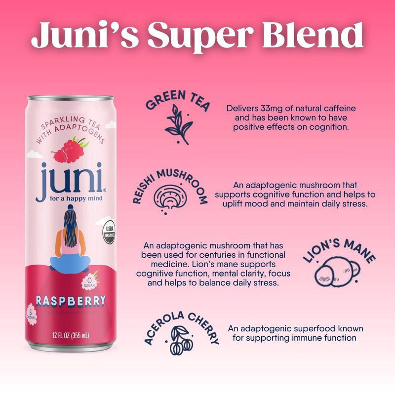 slide 4 of 5, Juni Raspberry Sparkling Tea Beverage- 12 fl oz, 12 fl oz