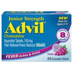 Advil Junior Strength Grape Flavored Chewable Tablets