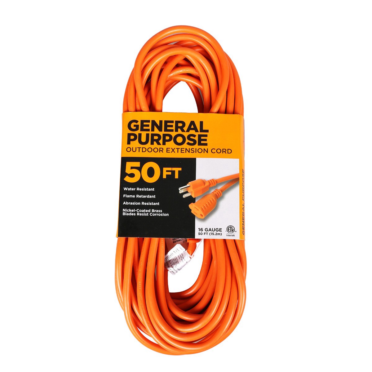 slide 1 of 9, General Purpose Outdoor 16/3 SJTW Extension Cord Orange EC501630, 50', 1 ct