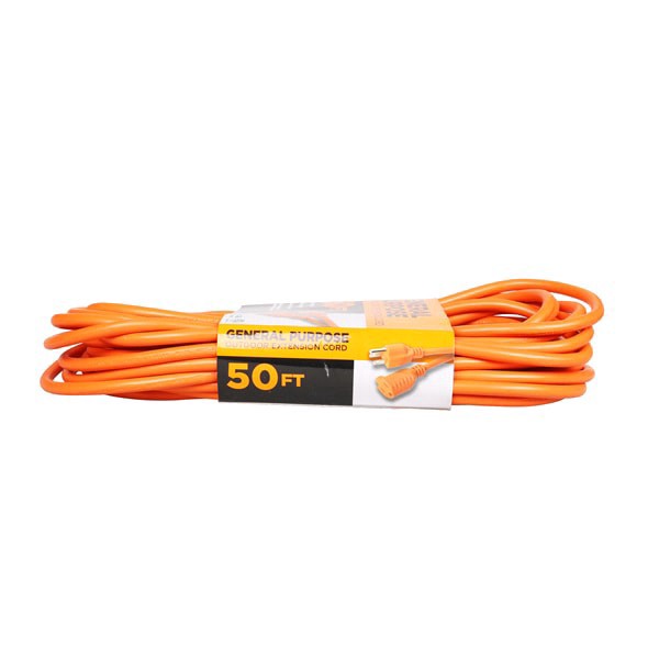 slide 7 of 9, General Purpose Outdoor 16/3 SJTW Extension Cord Orange EC501630, 50', 1 ct