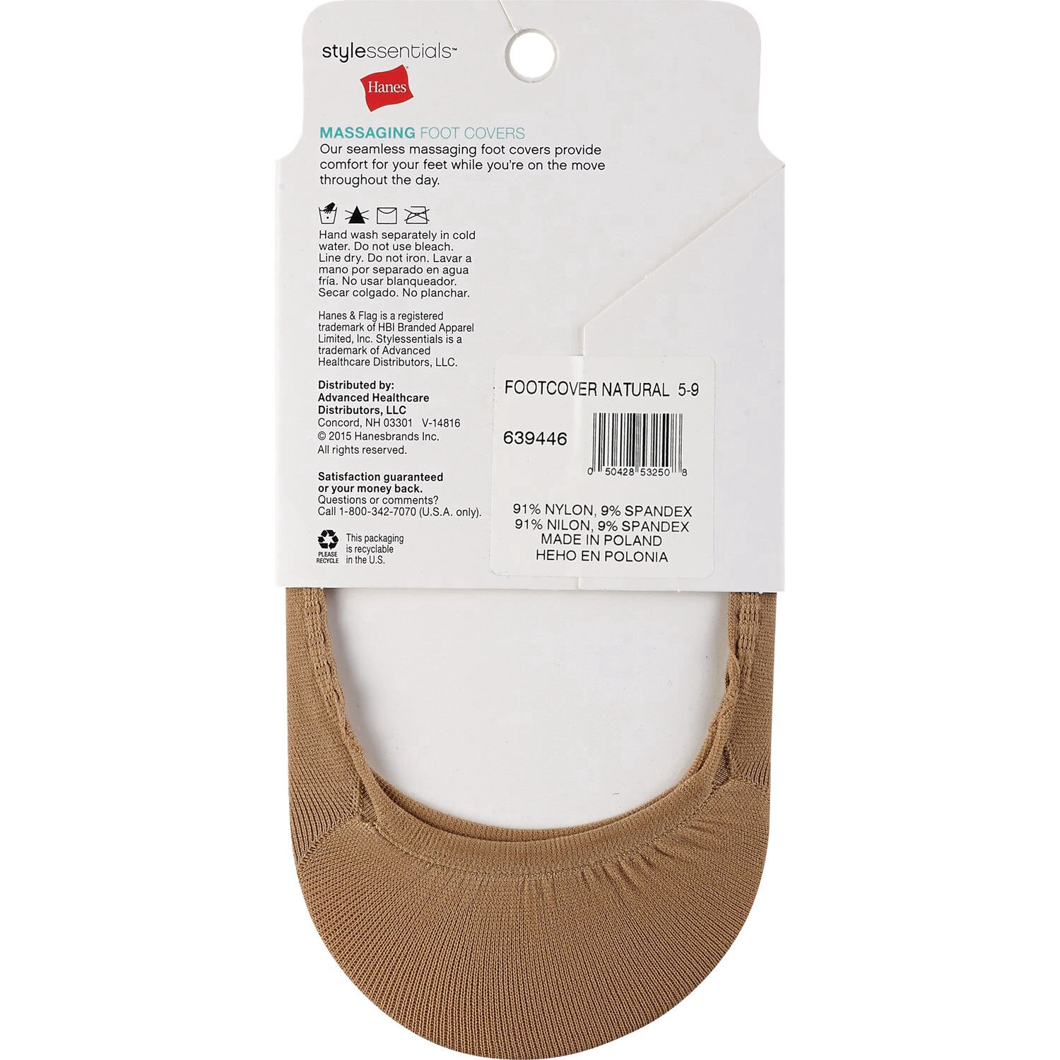 slide 2 of 2, Hanes Style Essentials By Hanes Massaging Foot Covers, Size 5-9, Nude, 2 Ct, 2 ct