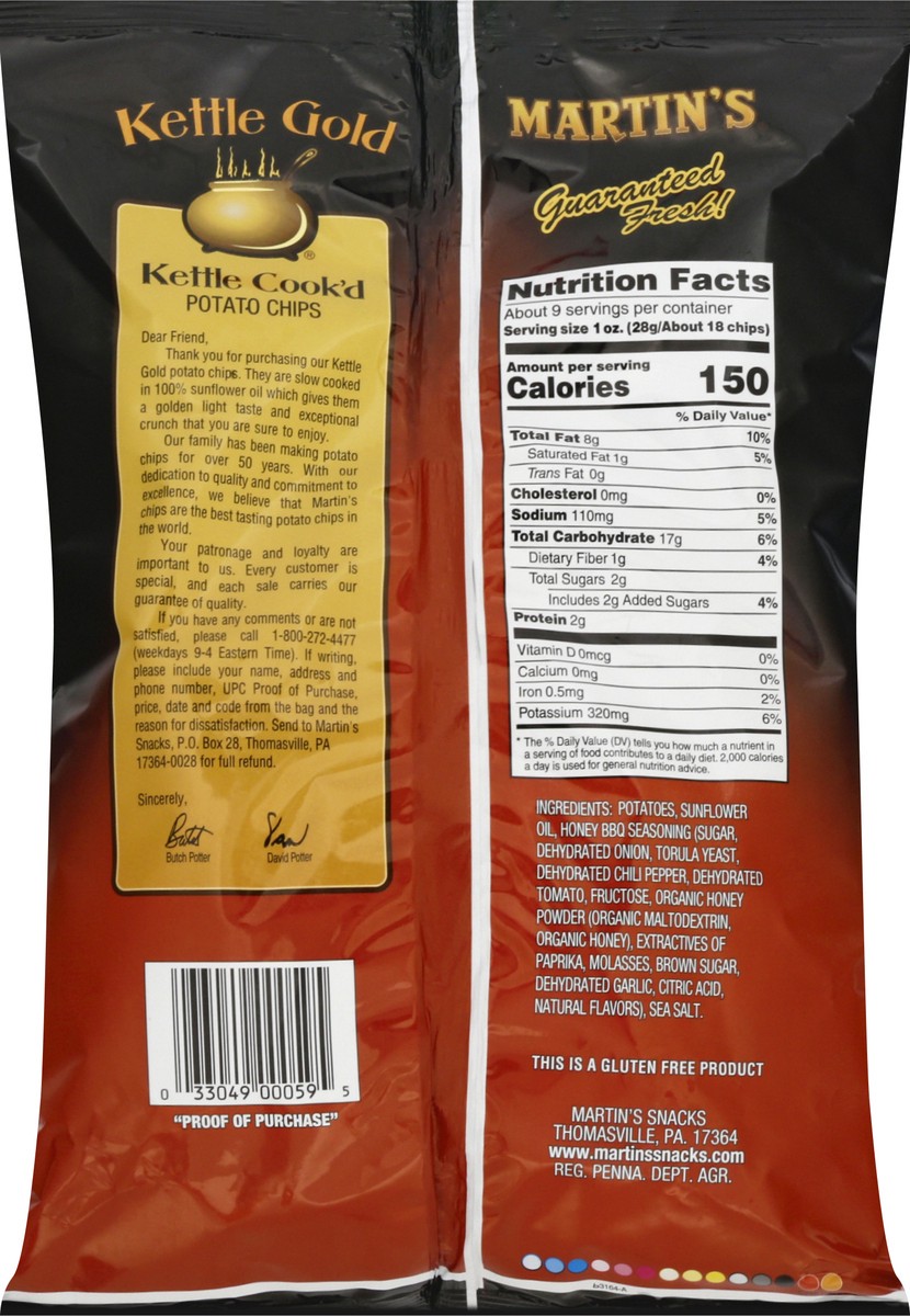 slide 9 of 13, Martin's Kettle Gold Kettle Cook'd Honey BBQ Potato Chips 8.5 oz, 8.5 oz