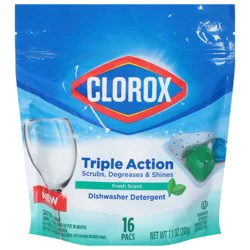 Clorox Pacs Triple Action Fresh Scent Dishwasher Detergent 16 ea
