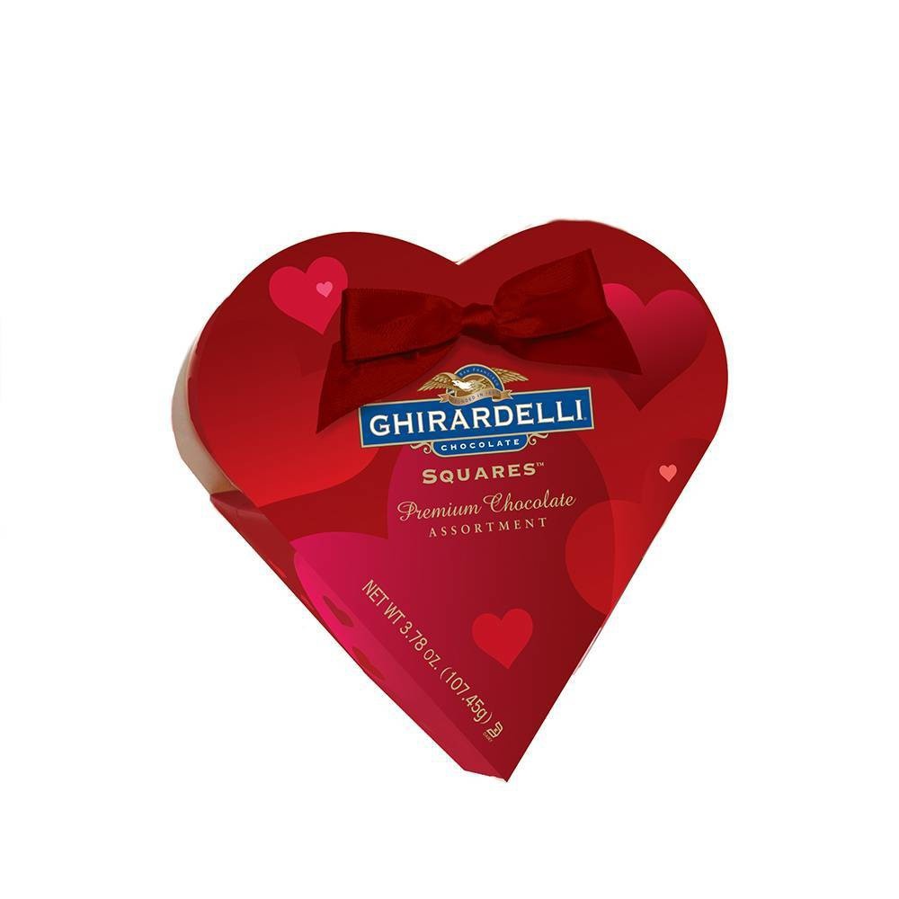 slide 1 of 1, Ghirardelli Valentine's Small Heart Gifts - Dark & Strawberry/Assorted Squares, 3.78 oz