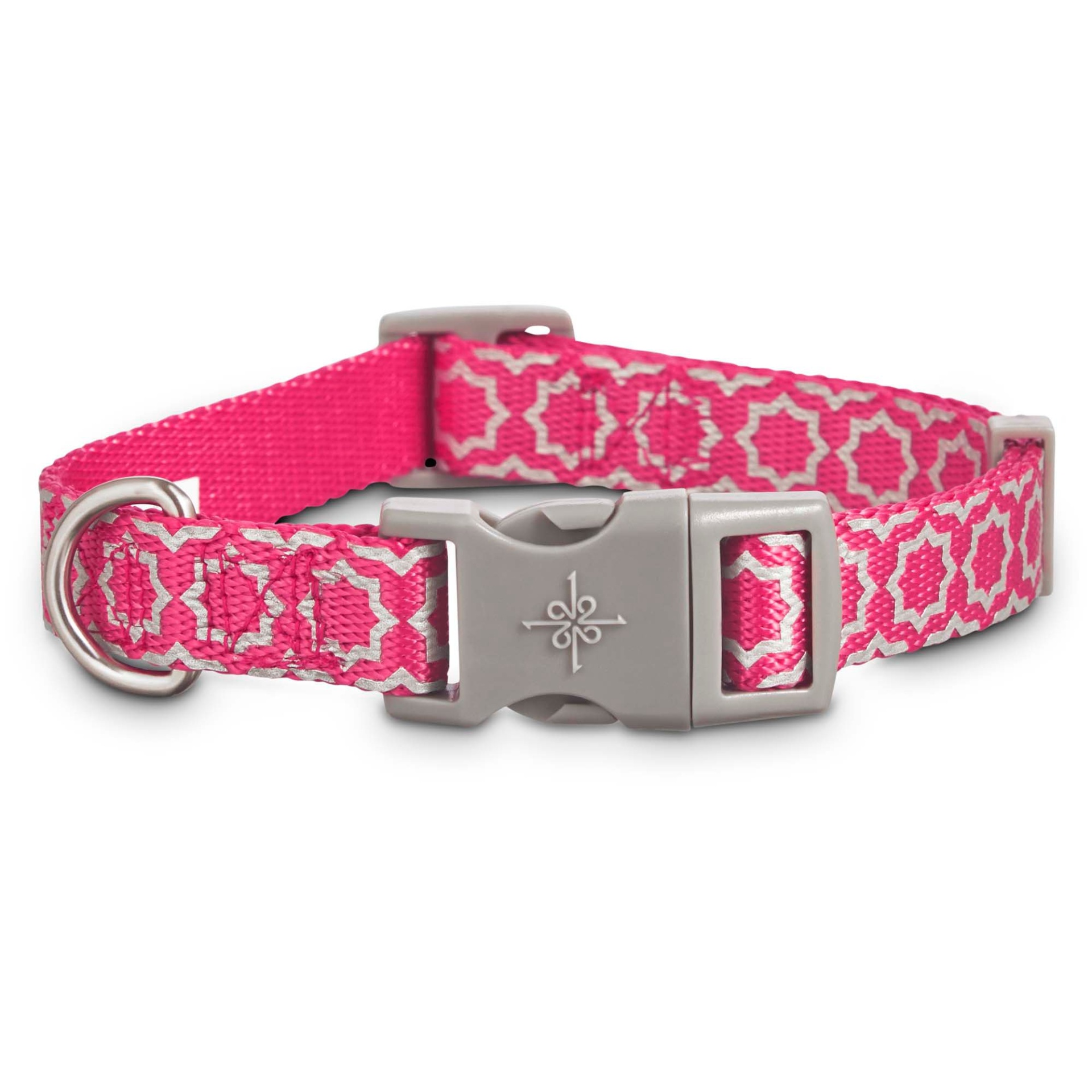 slide 1 of 1, Good2Go Reflective Pink Starburst Dog Collar, MED