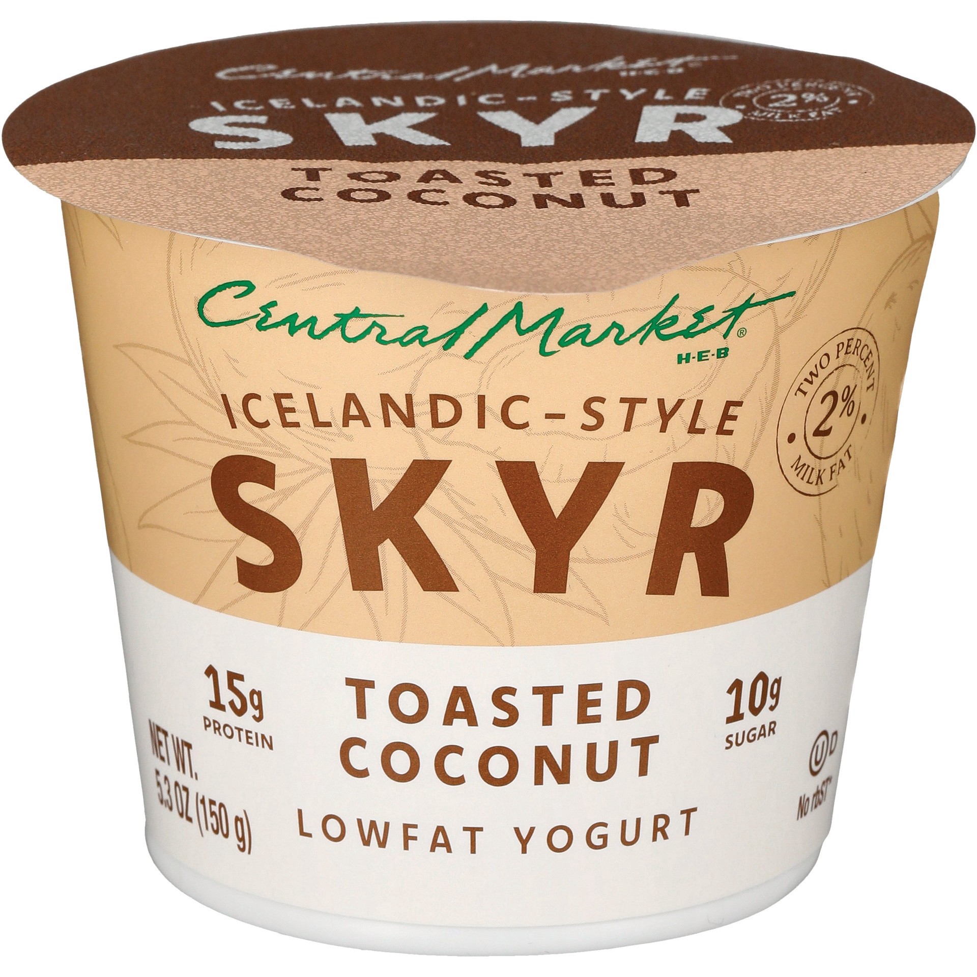 slide 1 of 1, Central Market Icelandic-Style Skyr Low-Fat Yogurt – Toasted Coconut, 5.3 oz