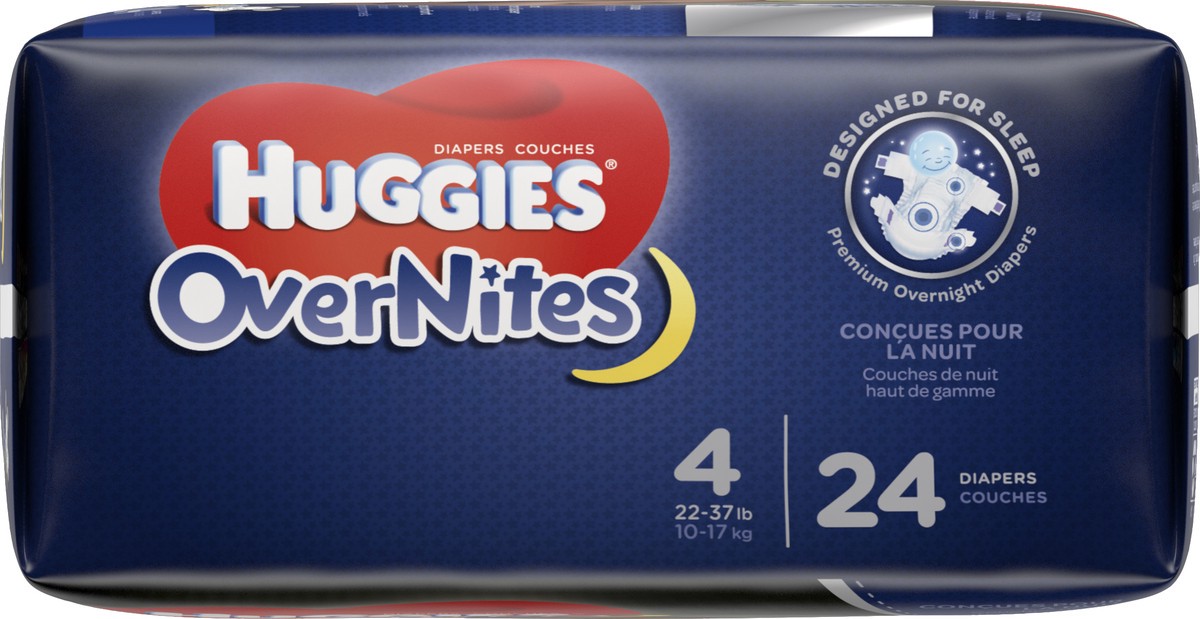 slide 2 of 6, Huggies Overnites Pack Diapers Size 3, 24 ct