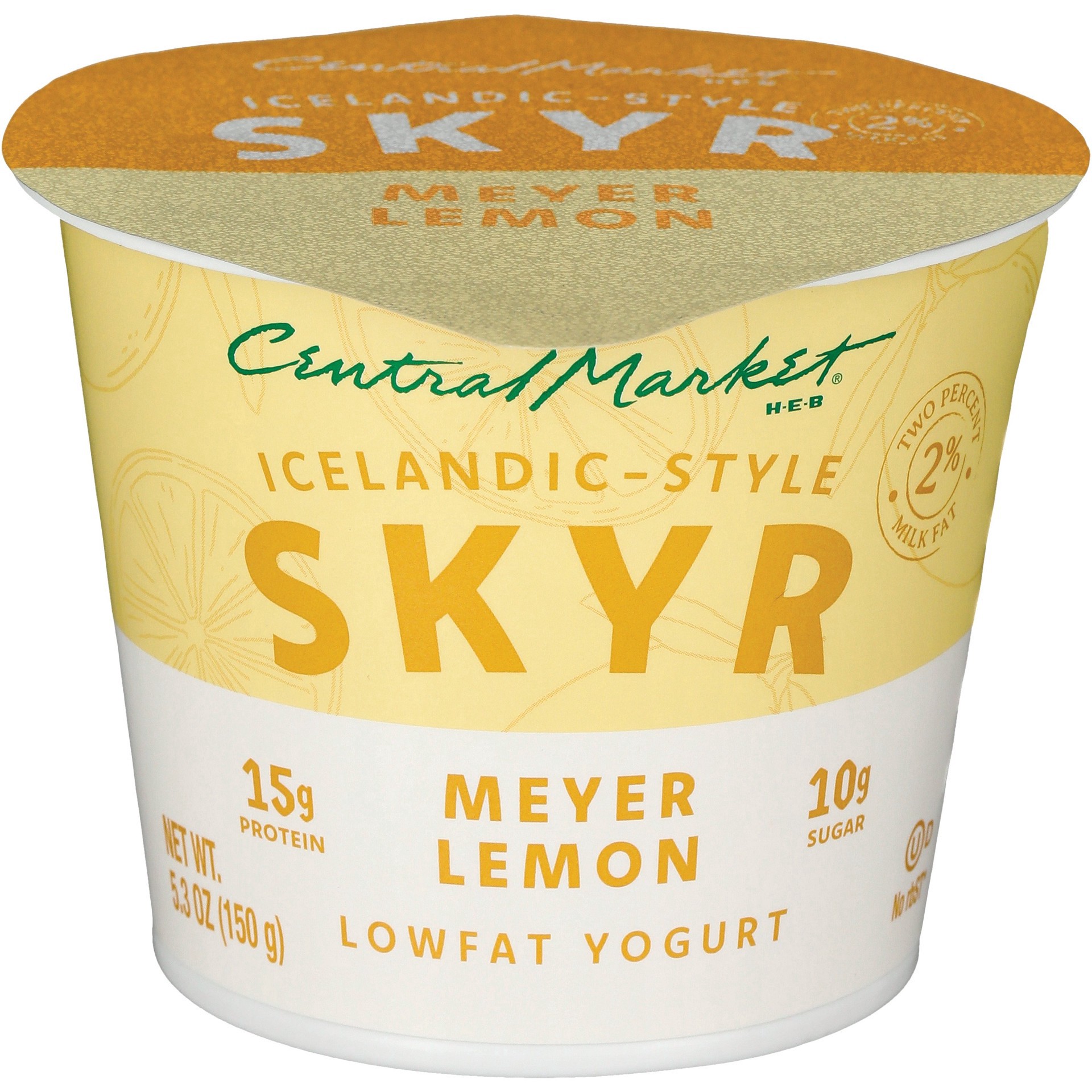 slide 1 of 1, Central Market Icelandic-Style Skyr Low-Fat Yogurt – Meyer Lemon, 5.3 oz