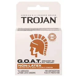 Trojan G.O.A.T. Latex-Free Lubricated Condoms for Men, Ultra Flex Non-Latex Material, 3 Count