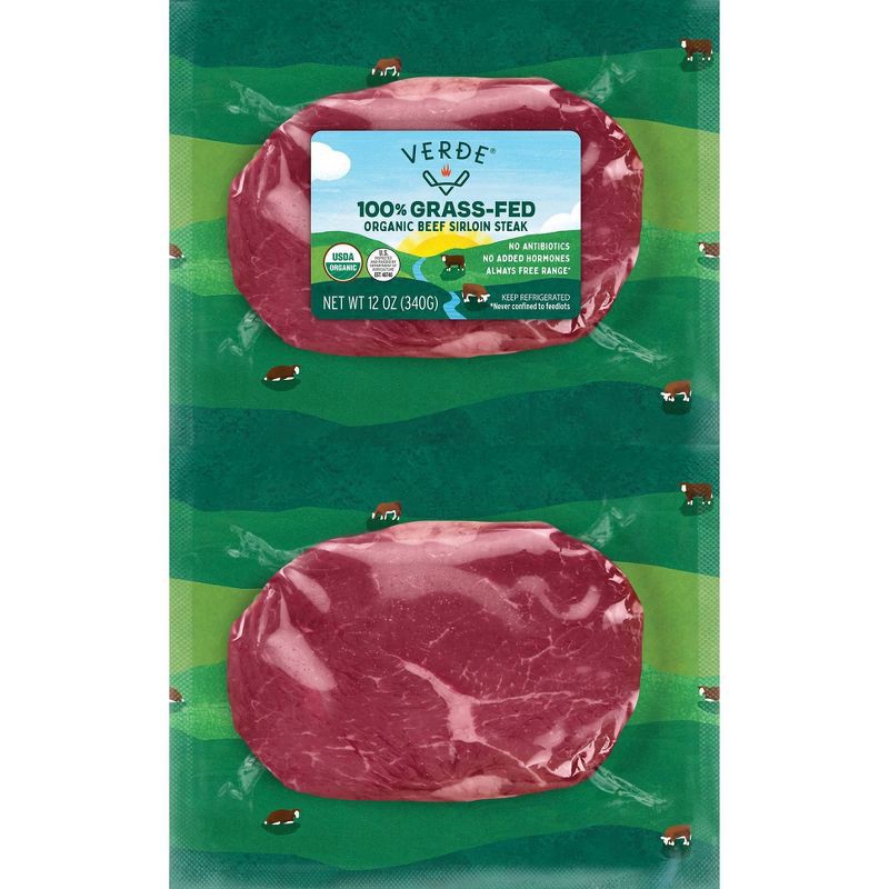 slide 1 of 4, Verde Farms Org Gfbeef Sirloin Steak, 12 oz