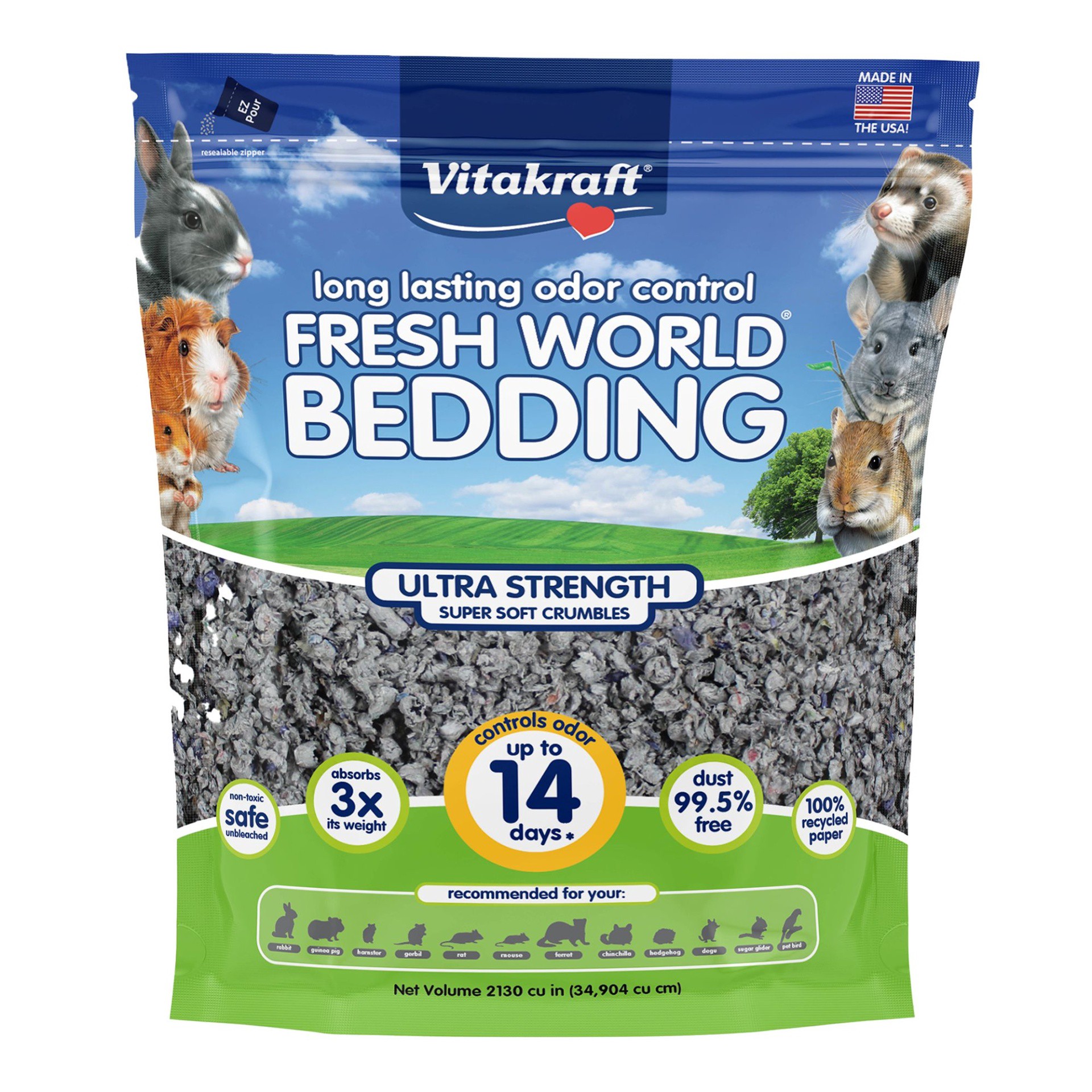 slide 1 of 1, Vitakraft Fresh World Ultra Strength Small Animal Bedding, 2,130 cu. in.