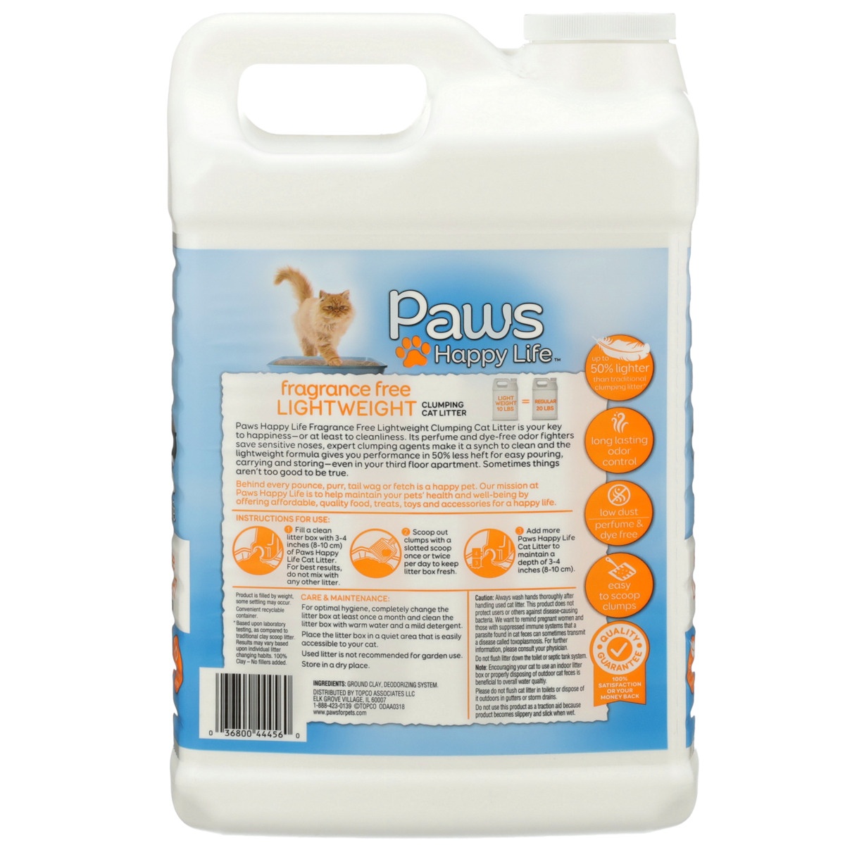 slide 8 of 8, Paws Happy Life Fragrance Free Lightweight Clumping Cat Litter, 10 lb