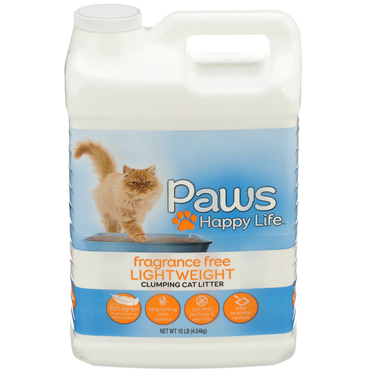 slide 1 of 8, Paws Happy Life Fragrance Free Lightweight Clumping Cat Litter, 10 lb