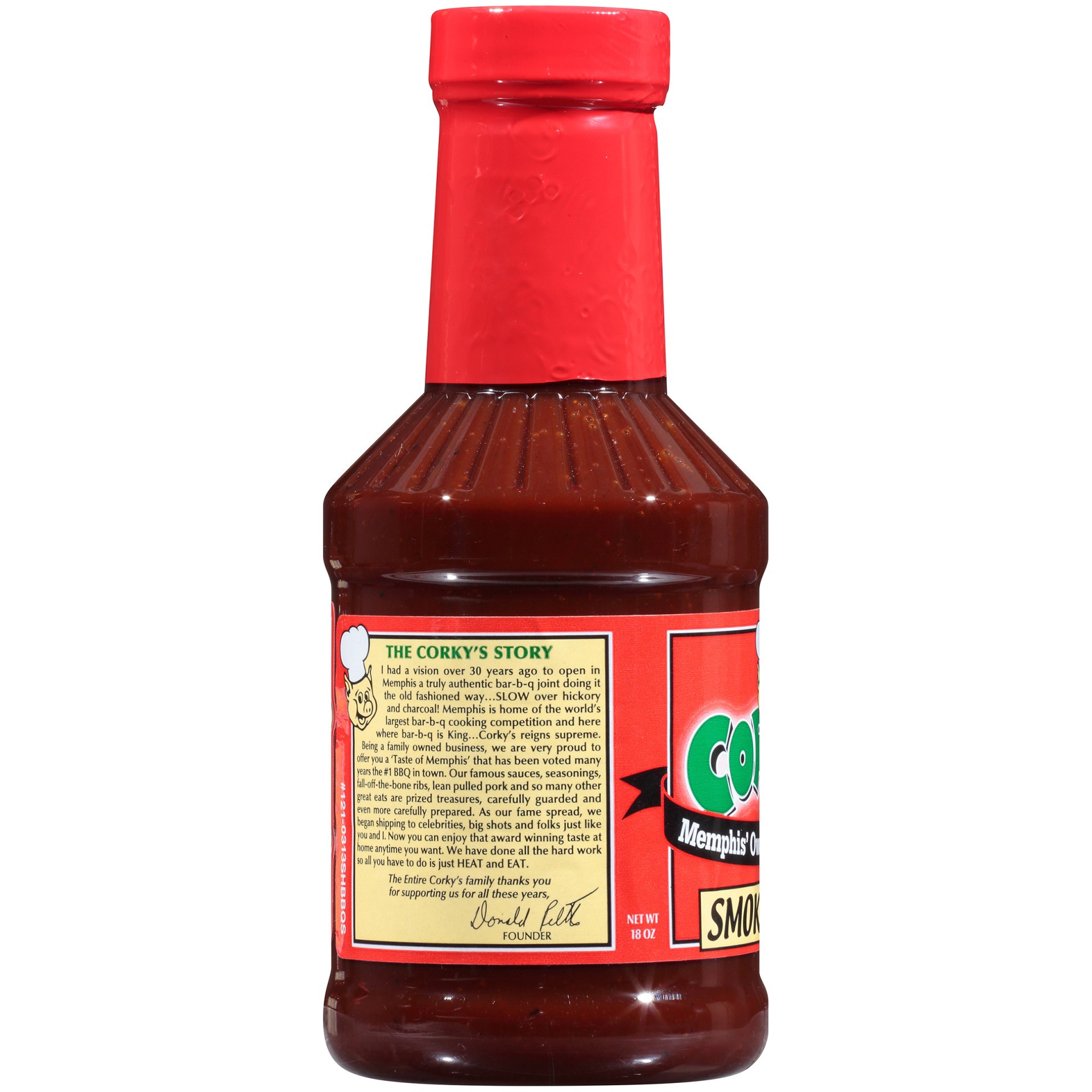 slide 2 of 6, Corky's Smokin' Hot Bar-B-Que Sauce, 18 oz