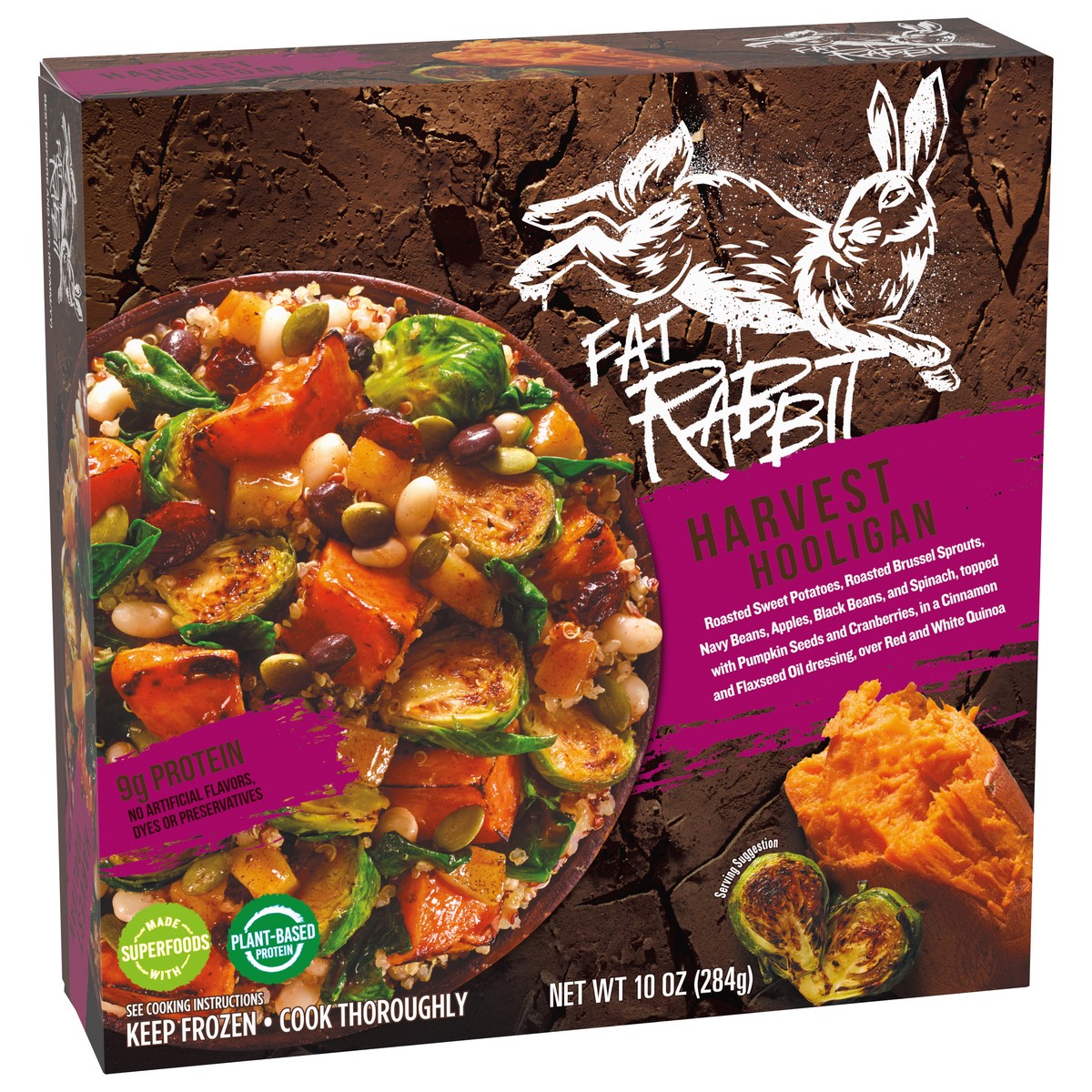 slide 3 of 13, Fat Rabbit Harvest Hooligan with Roasted Vegetables, Fruit & Pumpkin Seeds in Cinnamon & Flaxseed Oil Dressing over Quinoa Frozen Meal, 10 oz Box, 10 oz