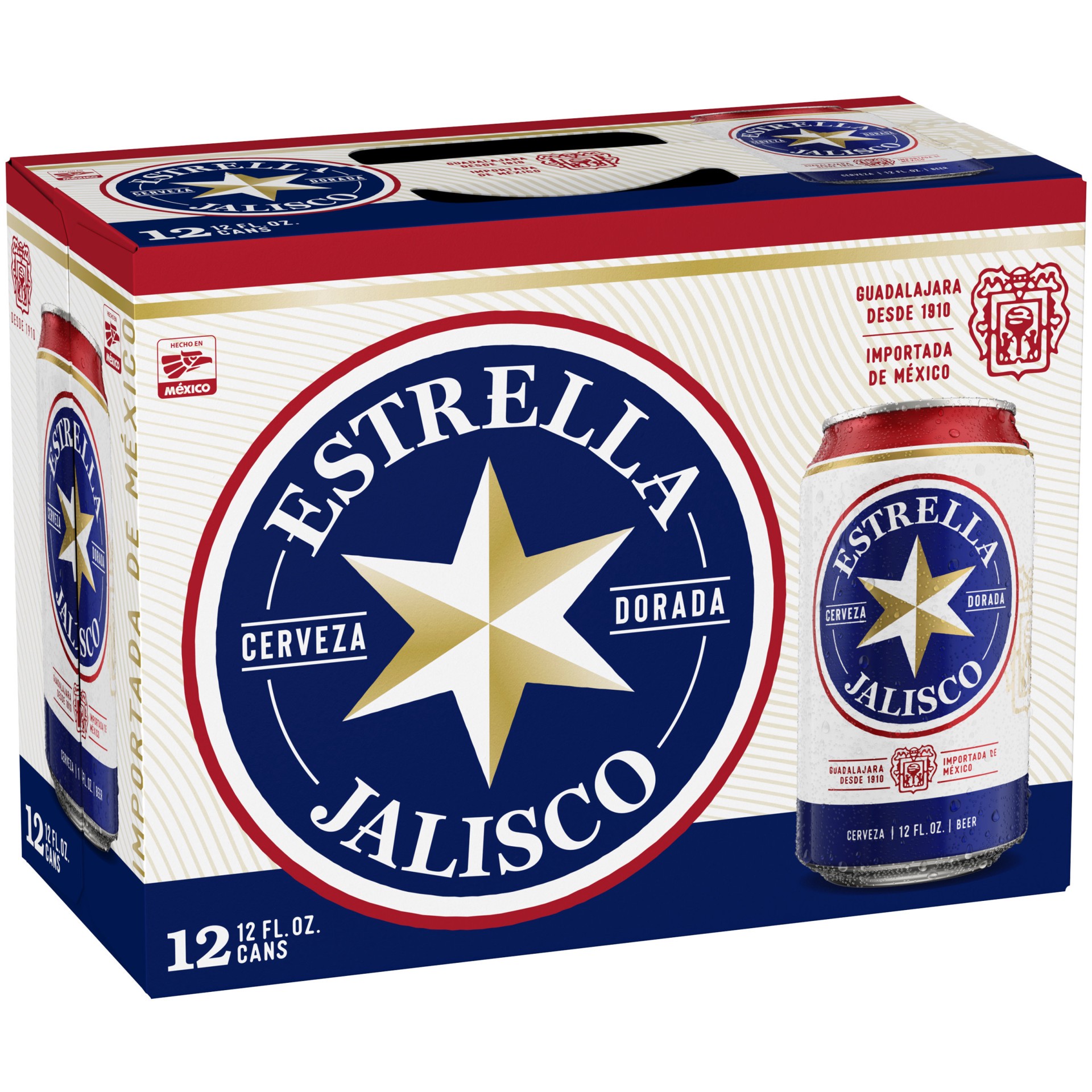 slide 1 of 3, Estrella Jalisco Beer, 12 Pack 12 fl. oz. Cans, 144 fl oz