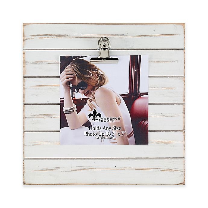 slide 1 of 1, Lawrence Frames Weathered Square Picture Frame with Clip - White, 9 in