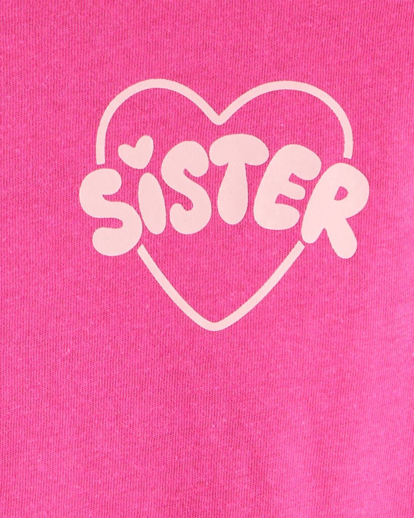 slide 3 of 4, Carter's Carters Girls Sisterhood Long-Sleeve Graphic Tee - Pink Pink XL, 1 ct