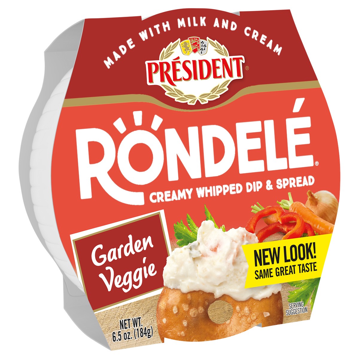 slide 2 of 9, Rondele President Rondele Gourmet Spreadable Cheese Garden Vegetable - 6.5oz, 6.5 oz