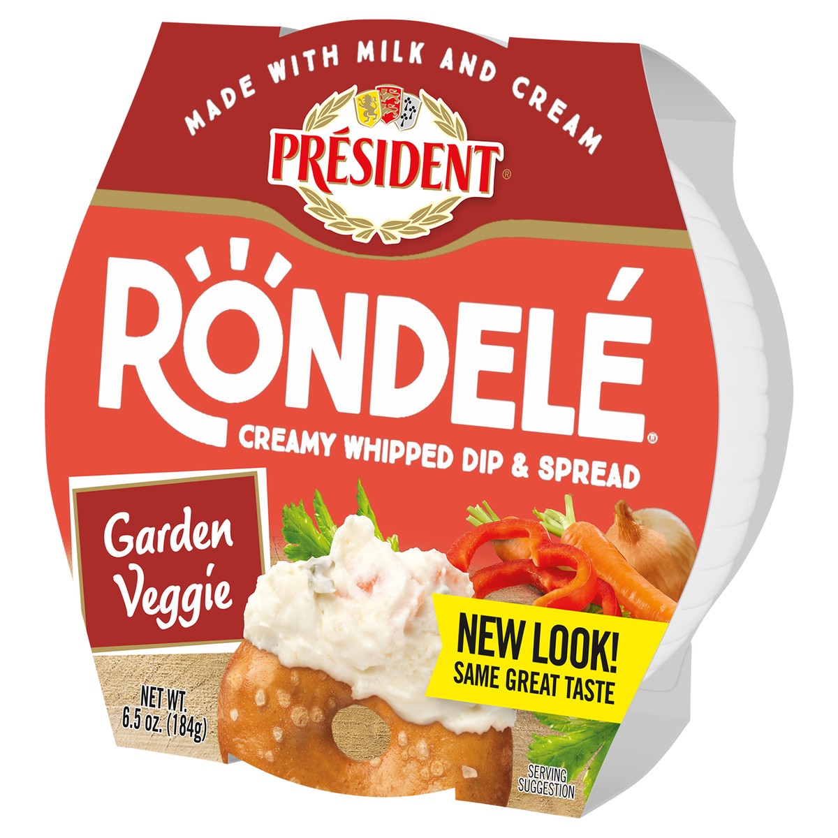 slide 3 of 9, Rondele President Rondele Gourmet Spreadable Cheese Garden Vegetable - 6.5oz, 6.5 oz