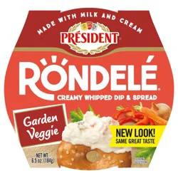 Président Rondele Creamy Whipped Dip & Spread Cheese Garden Veggie, 6.5 oz