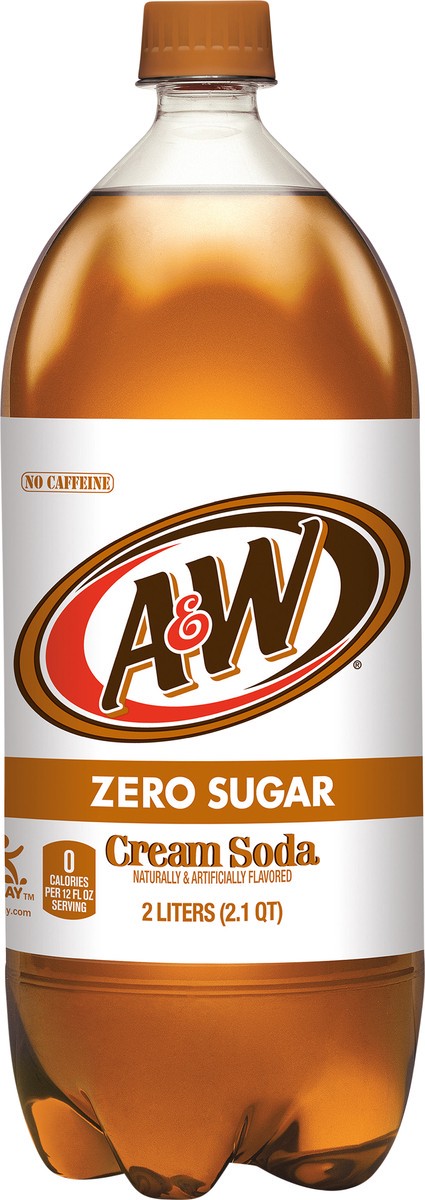 slide 1 of 10, A&W Zero Sugar Cream Soda 2 lt Bottle, 2 liter