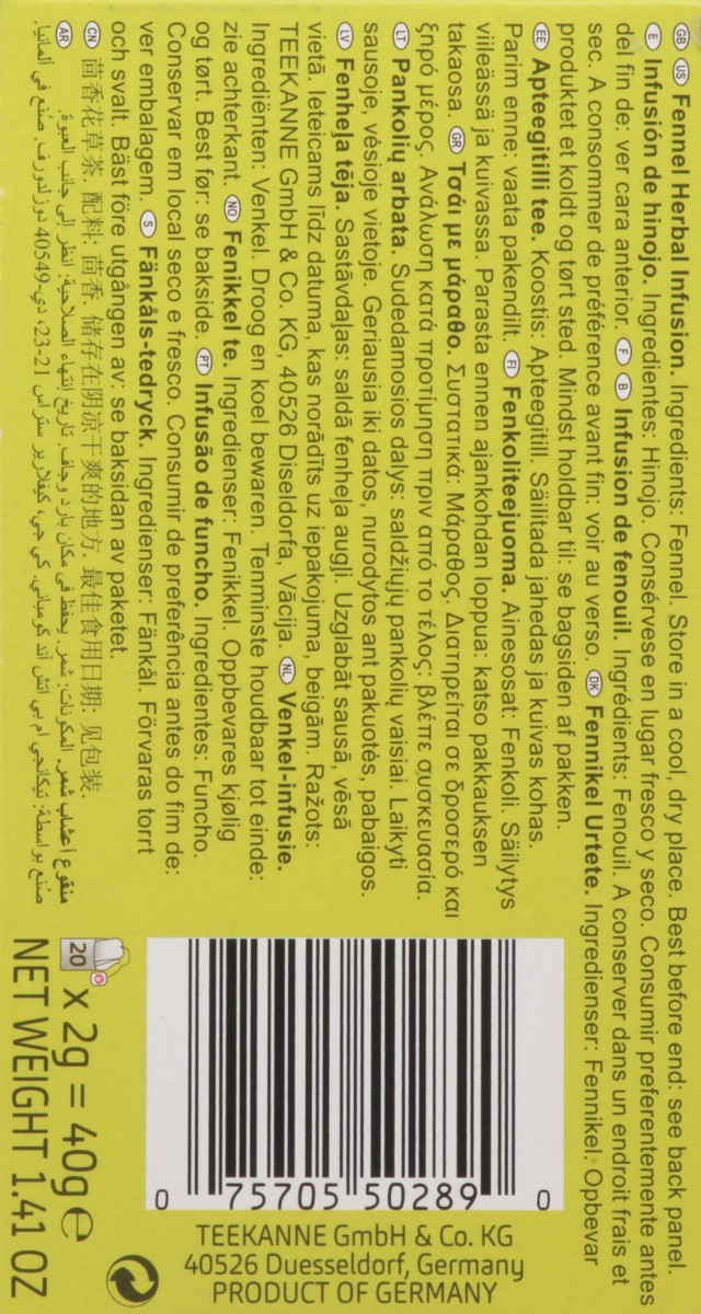 slide 5 of 14, Teekanne Fennel Tea, 20 ct; 1.41 oz