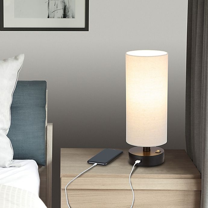 slide 4 of 7, Ac'cent Table Lamp - Brown with USB Port, 1 ct