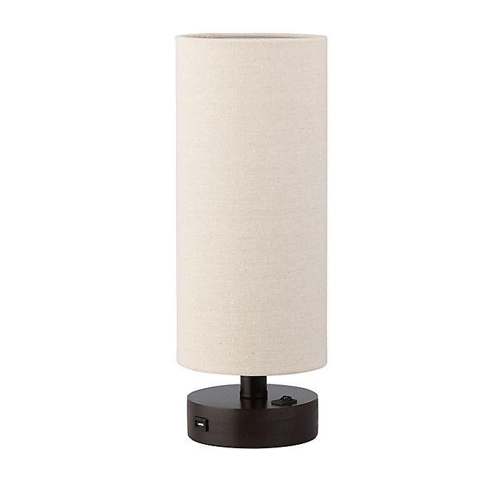slide 1 of 7, Ac'cent Table Lamp - Brown with USB Port, 1 ct